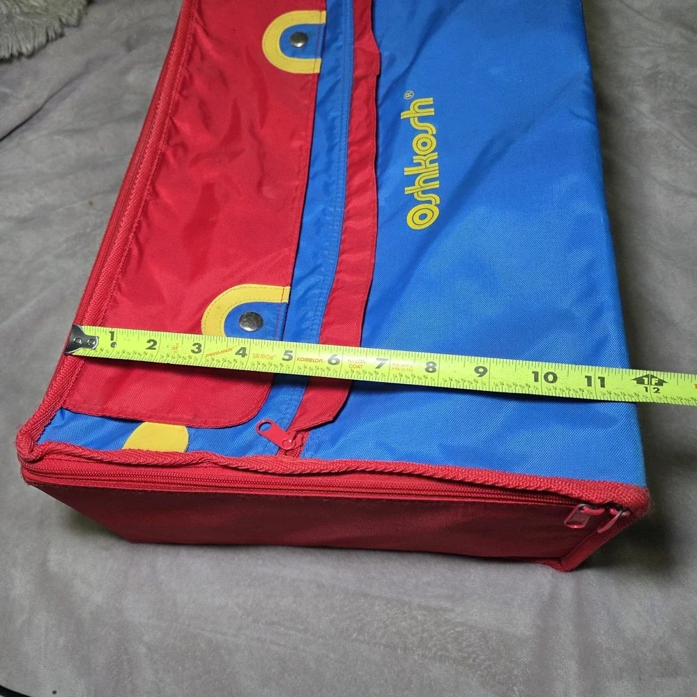 Vintage OshKosh Kids Red Blue Travel Suitcase Storage Organizer Bag 90s 80s